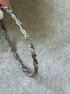 .925 Sterling Silver Twisted Rope Bangle Vintage MEXICO Mexican Silver BRACELET